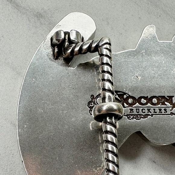 Nocona Rhinestone Horse Horseshoe Western Belt Buckle Silver Tone ✨ - Picture 8 of 16